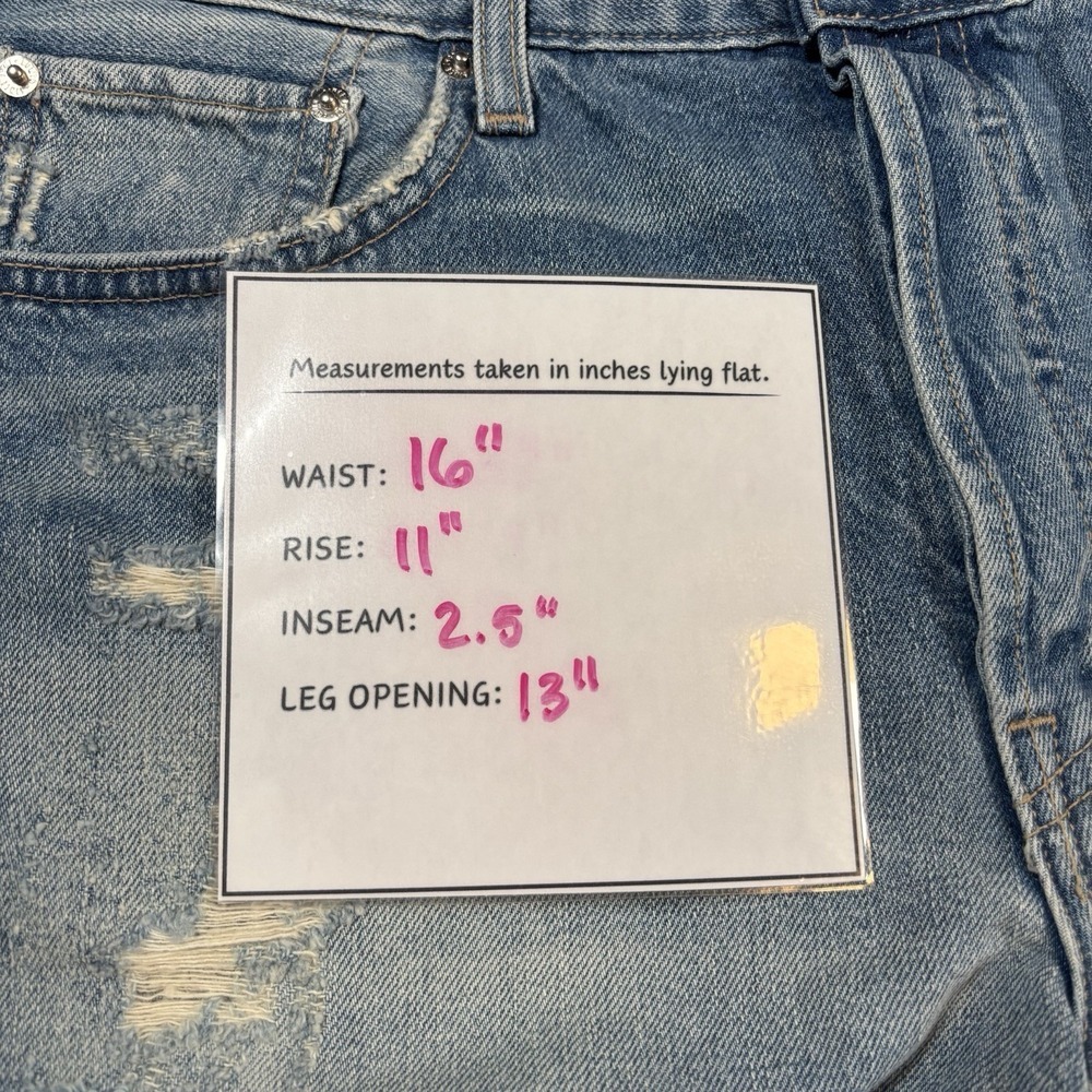 NEW Edwin Cai Shorts Womens Sz 30 Blue Anthropologie Jean Shorts 4" Cutoff Denim - Picture 8 of 9